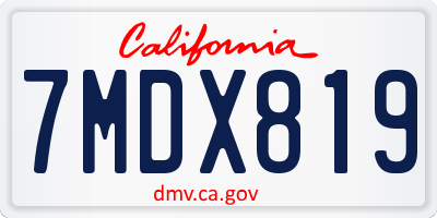 CA license plate 7MDX819