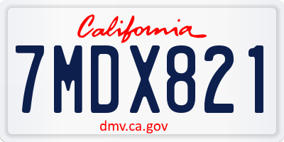 CA license plate 7MDX821