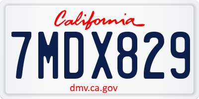CA license plate 7MDX829