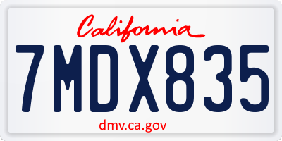 CA license plate 7MDX835