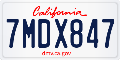 CA license plate 7MDX847
