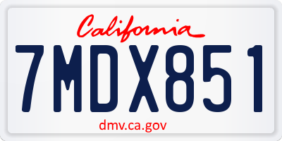 CA license plate 7MDX851