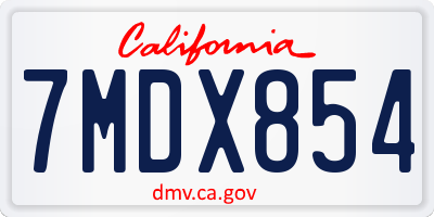 CA license plate 7MDX854