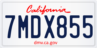 CA license plate 7MDX855