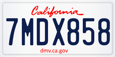 CA license plate 7MDX858