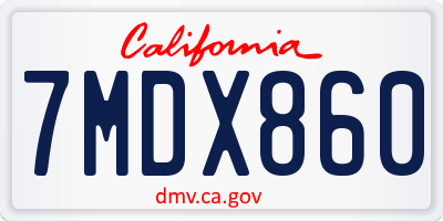 CA license plate 7MDX860