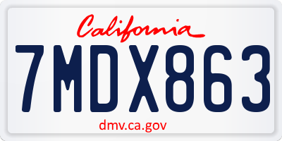 CA license plate 7MDX863