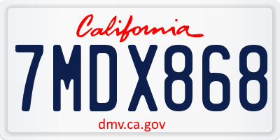 CA license plate 7MDX868