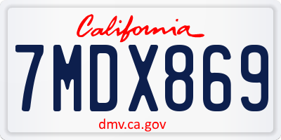 CA license plate 7MDX869