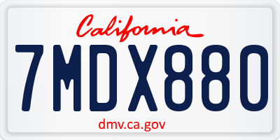 CA license plate 7MDX880