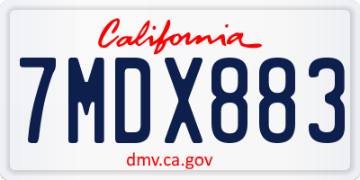 CA license plate 7MDX883