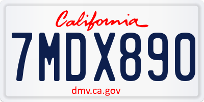 CA license plate 7MDX890