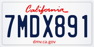 CA license plate 7MDX891