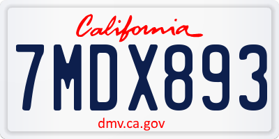 CA license plate 7MDX893