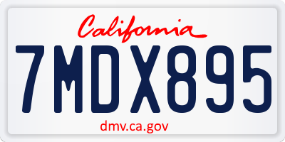 CA license plate 7MDX895