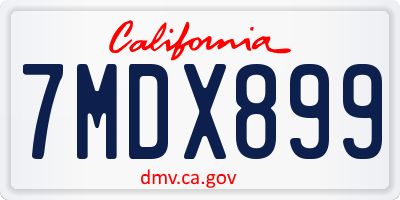 CA license plate 7MDX899