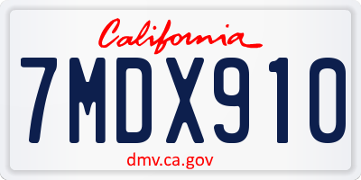 CA license plate 7MDX910