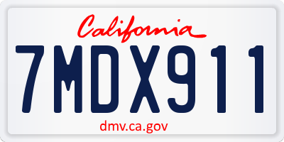 CA license plate 7MDX911