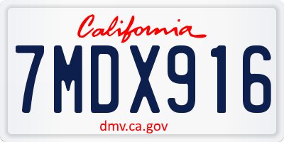 CA license plate 7MDX916