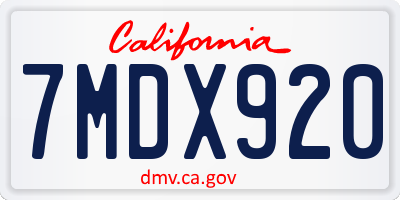 CA license plate 7MDX920