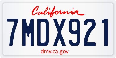 CA license plate 7MDX921