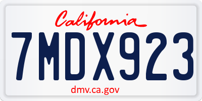 CA license plate 7MDX923