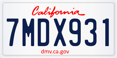 CA license plate 7MDX931