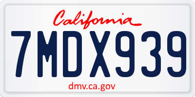 CA license plate 7MDX939