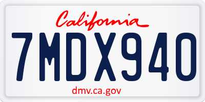 CA license plate 7MDX940