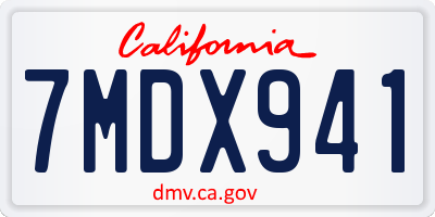 CA license plate 7MDX941