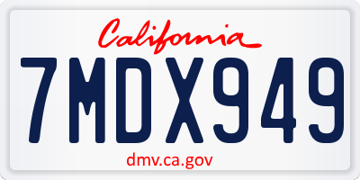 CA license plate 7MDX949