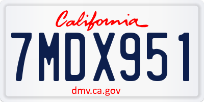CA license plate 7MDX951