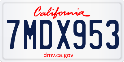 CA license plate 7MDX953