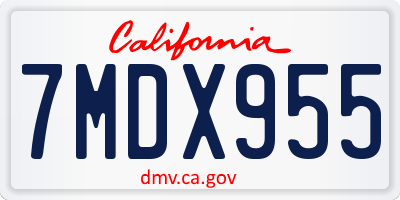 CA license plate 7MDX955