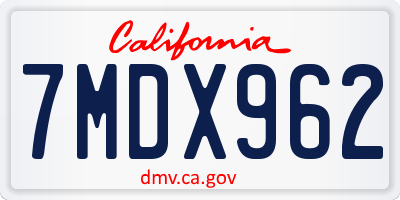 CA license plate 7MDX962