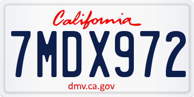 CA license plate 7MDX972