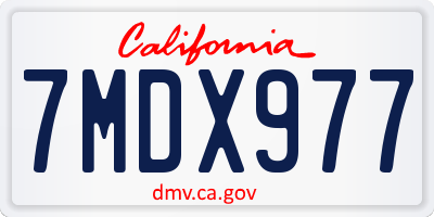 CA license plate 7MDX977