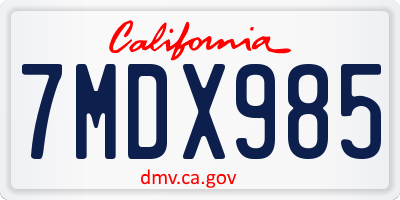 CA license plate 7MDX985