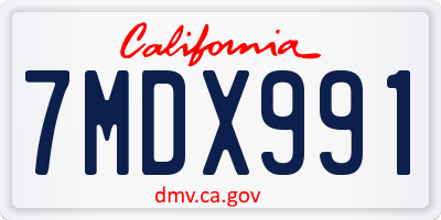 CA license plate 7MDX991