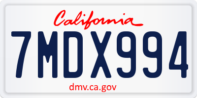 CA license plate 7MDX994