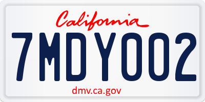 CA license plate 7MDY002