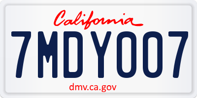 CA license plate 7MDY007