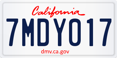 CA license plate 7MDY017