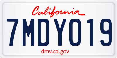CA license plate 7MDY019