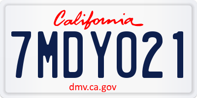 CA license plate 7MDY021