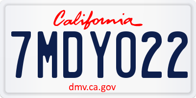 CA license plate 7MDY022