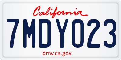 CA license plate 7MDY023