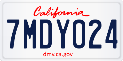 CA license plate 7MDY024