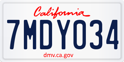 CA license plate 7MDY034
