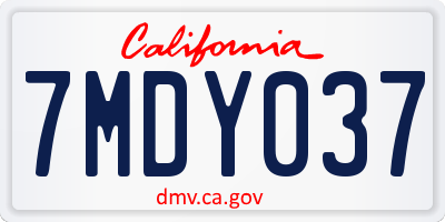 CA license plate 7MDY037